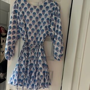 Blue and White Tree Print Dress